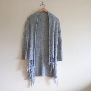Fringed Boho Duster Cardigan in Slate Gray